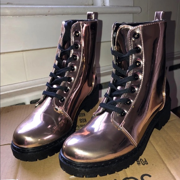 rose gold combat boots